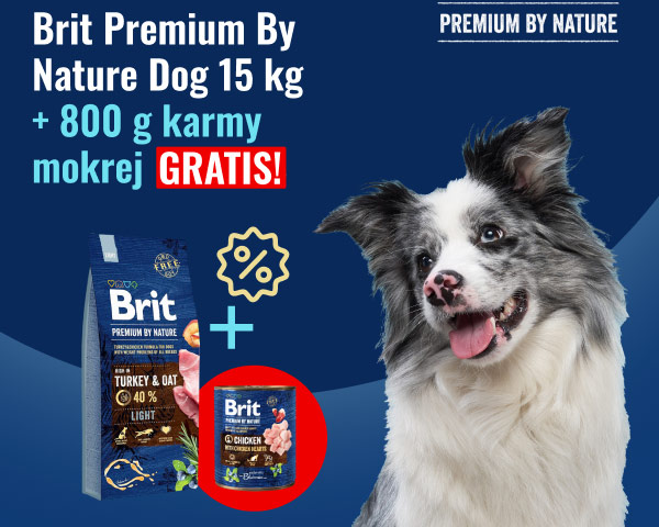 Brit Premium By Nature Dog 15 kg + 800 g karmy mokrej gratis!