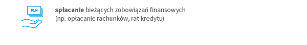 spłacanie bieżących zobowiązań finansowych (np. opłacanie rachunków, rat kredytu)